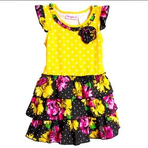 NWT Younghearts Girl’s Polka Dot and Flora Dress Toddler Size 4T